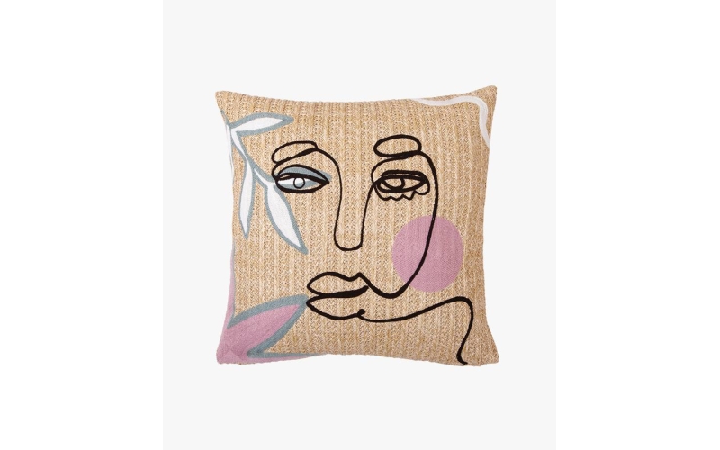 Embroideried Straw Cushion